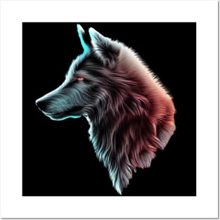 Majestic Wilderness: Intricate Wolf Head Silhouette 2 Posters and Art